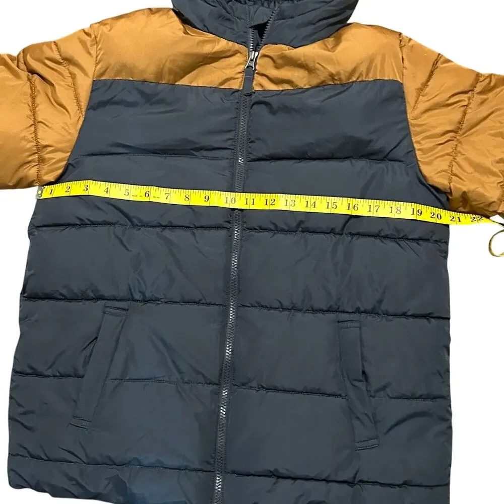 Swiss Tech Hooded Puffer Jacket Youth XL 14-16 Gray/Gold Color Fleece Lined